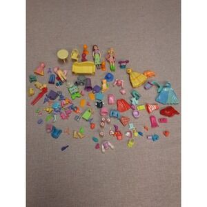 Vintage 2000's Polly Pocket Dolls And Accessories Lot